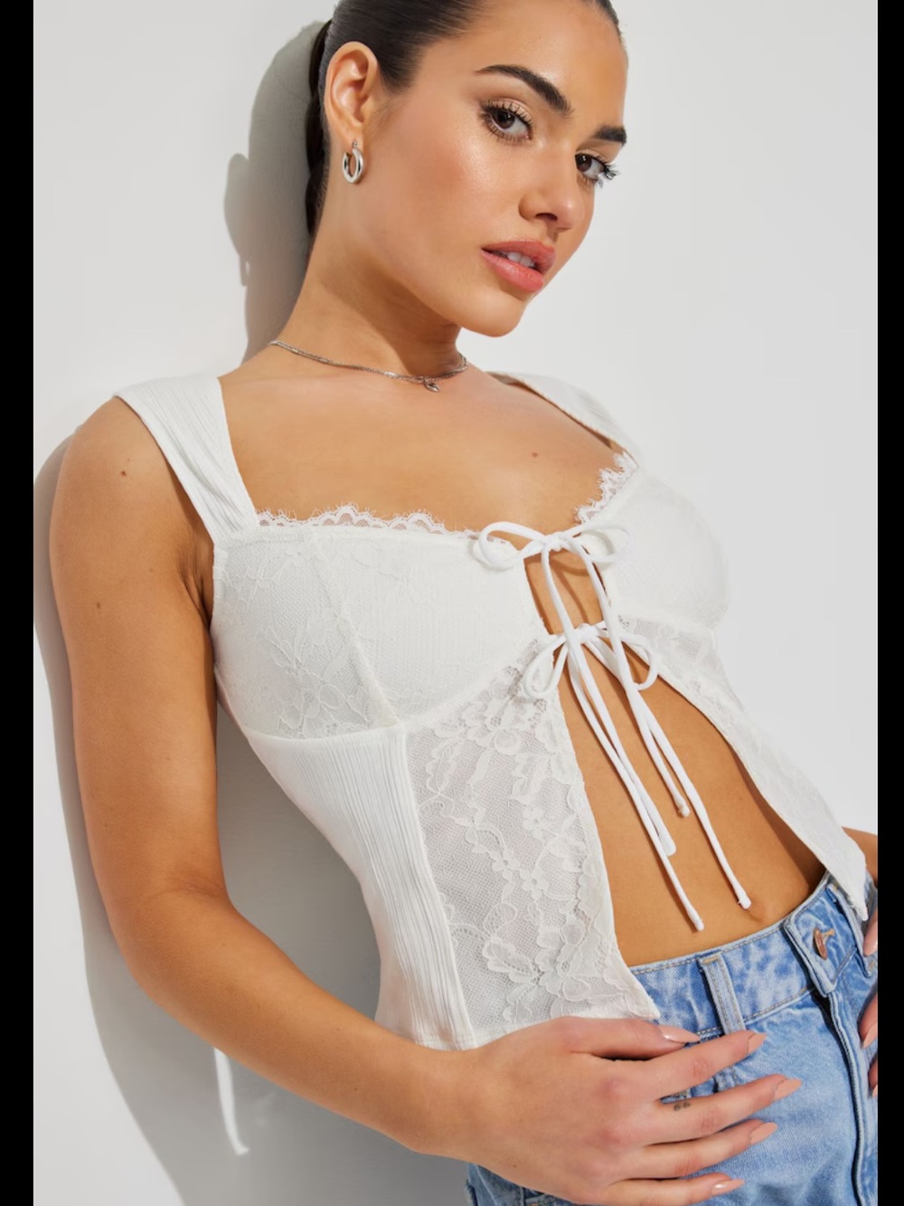 Garage Flyaway Lace Rib Top — Deep Berry - Picture 4 of 4